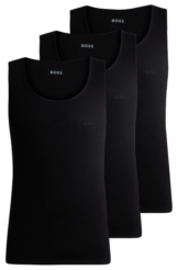BOSS Tanktop 3P RibClassic BOSS ONE x David Beckham Ton in Ton Stickerei auf der Brust