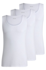 BOSS Tanktop 3P RibClassic BOSS ONE x David Beckham Ton in Ton Stickerei auf der Brust