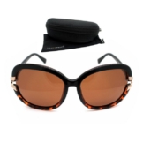LUXXADA Sonnenbrille (Damen Brille mit Hardcase und Brillenbeutel) Hochwertige Braune Polarisierte Gläser im Ovalen großen Gestell