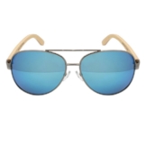 LUXXADA Sonnenbrille (Unisex Brille im Piloten Style Holz Bügel und Hardcase) Polarisierte Gläser Pilotenbrille mit echten Bambus Bügeln