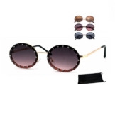 Rennec Sonnenbrille (1x Damen Brille Edelstahl Oval mit Brillenbeutel) Ovale Nickelbrille Klein mit Strass besetzte getönte Gläser