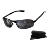 Rennec Sonnenbrille (Herren Markenbrille Schwarz mit Brillenbox) Schmale Edelstahl Brille mit Federscharniere an den Bügeln