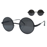 Vaccari-design Sonnenbrille (1x Runde Hippie Festival Brille mit Brillenbeutel) Nickelbrille in Schwarz oder Gold mit Getönten Gläsern