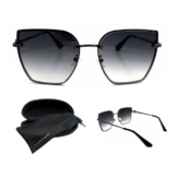 Vaccari-design Sonnenbrille (Damen Marken Brille dezentes Cateye mit Hardcase) Hochwertige Facettenschliff Gläser Verlaufsgetönt Rahmenlos