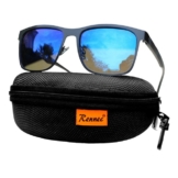 LUXXADA Sonnenbrille (Herren Marken Brille Leicht Federstahl mit Brillenbox) Polarisierte Verspiegelte Gläser Blau Orange Silber