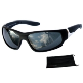 Rennec Sonnenbrille (1x Biker-Radbrille Leicht mit Brillenbeutel) Sportbrille Schwarz Matt mit Polarisierte Gläser