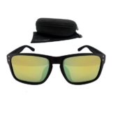 Rennec Sonnenbrille (Herren Brille mit Brillenbeutel und Hardcase) Rechteckige Brille Schwarz mit Polarisierte Linsen Verspiegelt