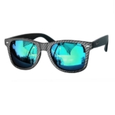 Rennec Sonnenbrille (Markenbrille in Carbon Optik mit Brillenbeutel) Retro Brille mit stabile 3in2 Edelstahlgelenke und Verspiegelte Gläser