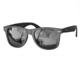 Rennec Sonnenbrille (Markenbrille in Carbon Optik mit Brillenbeutel) Retro Brille stabile 3in2 Gelenke Gläser Verspiegelt Getönt