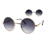 Vaccari-design Sonnenbrille (1x Runde Hippie Festival Brille mit Brillenbeutel) Nickelbrille in Schwarz oder Gold mit Getönten Gläsern