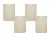4 Rustic Stumpenkerzen Premium Kerze Creme Weiss 6x8cm - 28 Std Brenndauer