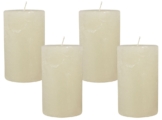 4 Rustic Stumpenkerzen Premium Kerze Creme Weiss 7x12cm - 55 Std Brenndauer