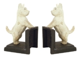 Buchstütze 2er Set Hunde-Optik Gusseisen Weiss