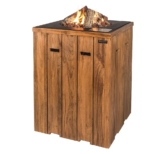 Happy Cocooning Feuertisch Teak-Holz Stehtisch quadratisch schwarz 760x1000mm