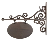 Rustikales Türschild Namenschild Oval Gusseisen Antik-Braun 32cm