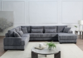 ATLANTIC home collection Wohnlandschaft Miron, U-Form, Breite: 332cm, weicher XXL-Cordbezug, inklusive 6 Zierkissen