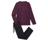 Tchibo - Pyjama-Set mit Flanellhose - Herren - Gr. S - bordeaux/gestreift