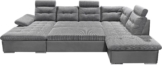 ED EXCITING DESIGN Wohnlandschaft Jakarta U-Form mit Bettfunktion, Bettkasten, Armteilverstellung, Kopfstützen & 3 Nierenkissen