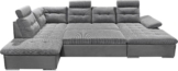 ED EXCITING DESIGN Wohnlandschaft Jakarta U-Form mit Bettfunktion, Bettkasten, Armteilverstellung, Kopfstützen & 3 Nierenkissen