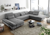 ED EXCITING DESIGN Wohnlandschaft Melfi U-Form mit Bettfunktion, Bettkasten, Arm- & Kopfteilverstellung & 3 Nierenkissen