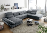 ED EXCITING DESIGN Wohnlandschaft Melfi U-Form mit Bettfunktion, Bettkasten, Arm- & Kopfteilverstellung & 3 Nierenkissen