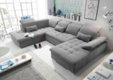 ED EXCITING DESIGN Wohnlandschaft Wayne U-Form mit Bettfunktion, Bettkasten, Arm- und Kopfteilverstellung & 3 Nierenkissen